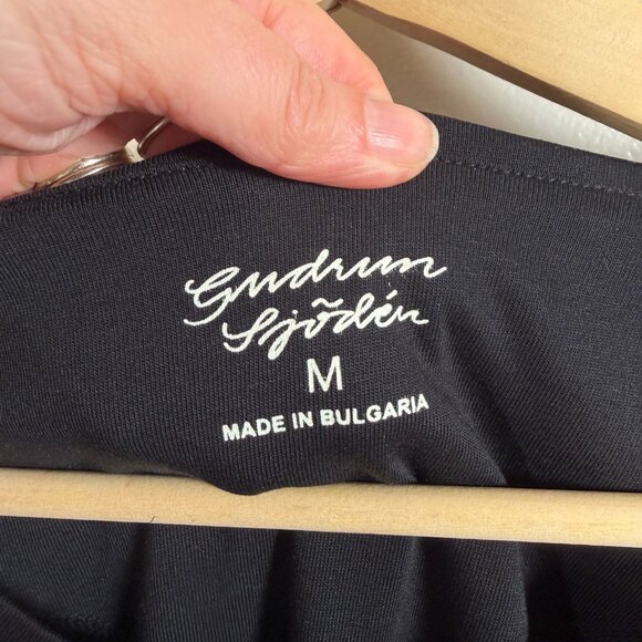 Gudrun Sjoden Tshirt Dress Size Medium Black Midi Organic Cotton Modal Lagenlook - Picture 3 of 10